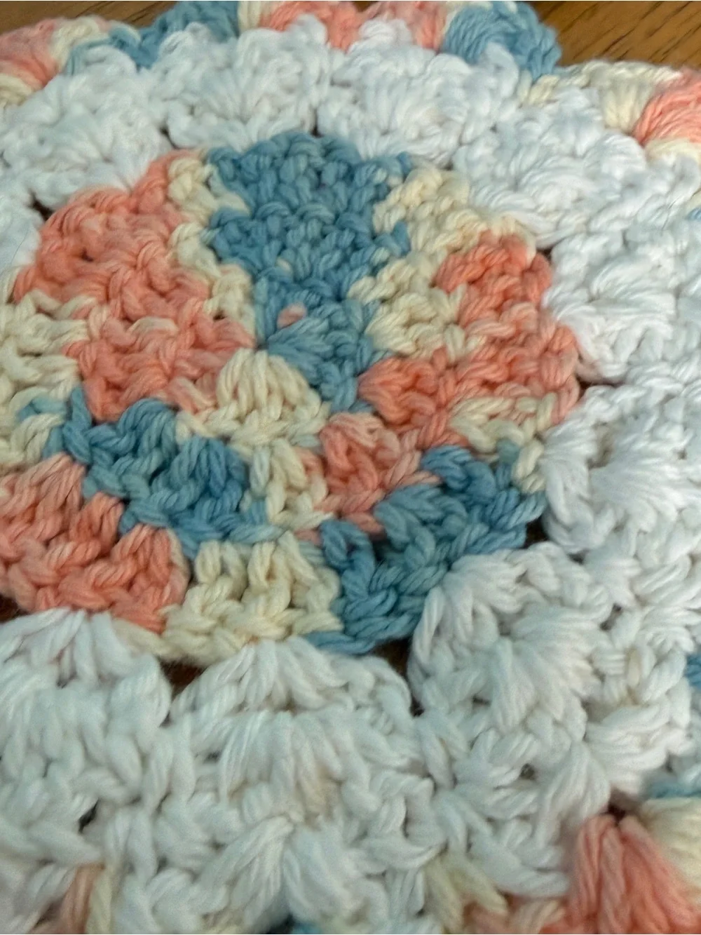 Handmade Crochet Pastel Scalloped Coaster Trivet Lot of 4